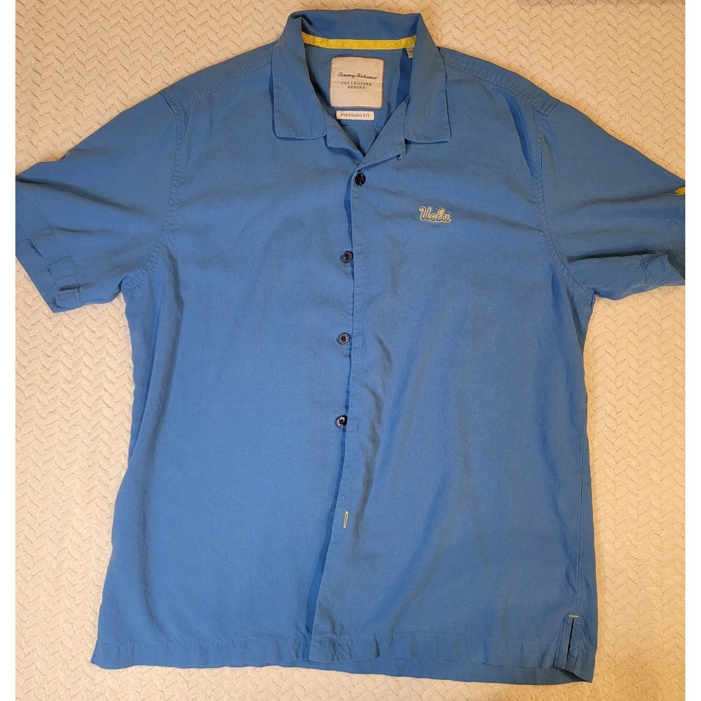Tommy Bahama Men's UCLA (UCLA BLUE) Large Short Sleeve 100% Silk  Button Up
